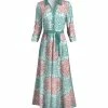 Lily | Mint & Pink Floral Tie-Waist Maxi Dress - Women & Plus