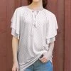 Lily | White & Rose Polka Dot Ruffle-Sleeve Tie-Front Tunic - Women & Plus