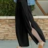 Lily | Black Side-Slit Palazzo Pants - Women & Plus