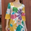 Lily | Yellow & Green Floral Crisscross-Accent Trumpet-Sleeve Tunic - Women & Plus