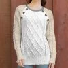 Lily | Cream & White Button-Accent Cable-Knit Sweater - Women & Plus
