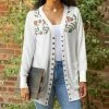 Lily | White & Pink Floral Pocket Snap-Up Cardigan - Women & Plus