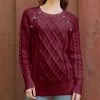 Lily | Dark Rose Button-Accent Cable-Knit Sweater - Women & Plus