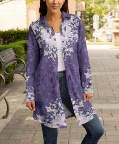Lily | Lavender & Mint Floral Longline Shacket - Women & Plus