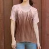 Lily | Pink & Brown Abstract Short Sleeve V-Neck Top - Women & Plus