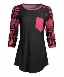 Lily | Black & Pink Text Pocket Raglan Tunic - Women & Plus