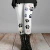 Lily | White & Pink Paw Print Leggings - Women & Plus