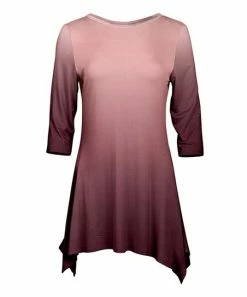 Lily | Pink & Mauve Ombré Three-Quarter Sleeve Sidetail Tunic - Women & Plus
