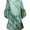 Lily | Mint & Gold Marble Ruffle-Accent Dolman Tunic - Women & Plus