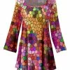 Lily | Pink & Brown Abstract Honeycomb Pleated Scoop-Neck Tunic - Women & Plus