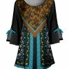 Lily | Black & Brown Floral Bow-Accent Three-Quarter Sleeve Tunic - Women & Plus