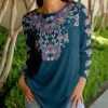 Lily | Navy & Purple Floral Long-Sleeve Tunic - Women & Plus
