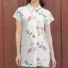 Lily | White & Blue Floral Button-Up Tunic - Women & Plus