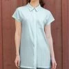 Lily | Blue & White Stripe Button-Up Tunic - Women & Plus