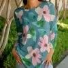 Lily | Turquoise & Rose Floral Long-Sleeve Tunic - Women & Plus