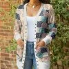Lily | Pink & Blue Floral Patchwork Button-Up Cardigan - Women & Plus