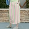Lily | Light Pink & Green Stripe High-Waist Maxi Skirt - Women & Plus