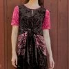 Lily | Black & Rose Color Block Velvet Tie-Front Short-Sleeve Keyhole Tunic - Women & Plus