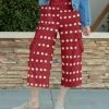Lily | Red & White Daisy Dot Drawstring-Waist Cargo Capri Pants - Women & Plus