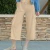 Lily | Cream Beige Drawstring-Waist Cargo Capri Pants - Women & Plus