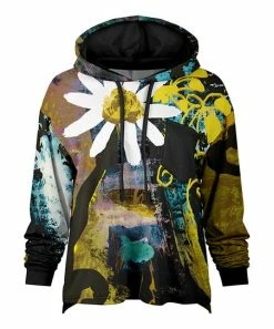 Lily | Black & Olive Abstract Floral Chest-Pocket Hoodie - Women & Plus