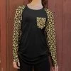 Lily | Black Leopard Side-Ruched Chest Pocket Raglan Tunic - Women & Plus