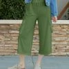 Lily | Olive Green Drawstring-Waist Cargo Capri Pants - Women & Plus