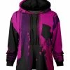 Lily | Black & Purple Abstract Chest-Pocket Hoodie - Women & Plus