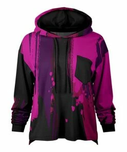 Lily | Black & Purple Abstract Chest-Pocket Hoodie - Women & Plus
