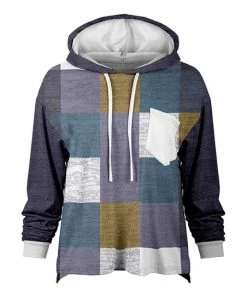 Lily | Purple & White Squares Chest-Pocket Hoodie - Women & Plus