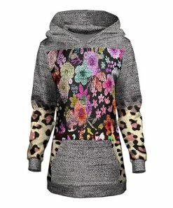 Lily | Gray & Black Floral & Leopard Hoodie - Women & Plus