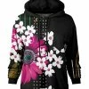 Lily | Black & Purple Floral Chest-Pocket Hoodie - Women & Plus