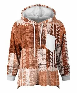 Lily | Rust & White Abstract Chest-Pocket Hoodie - Women & Plus