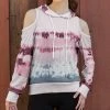 Lily | Blue & Pink Tie-Dye Cutout-Shoulder Hoodie - Women & Plus