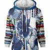 Lily | Blue & White Floral Stripe Chest-Pocket Hoodie - Women & Plus