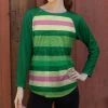 Lily | Green & Pink Stripe Curved-Hem Long-Sleeve Tee - Women & Plus