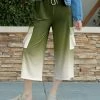 Lily | Olive & White Ombré Drawstring Pocket Capri Pants - Women & Plus