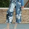 Lily | Blue & Navy Patchwork Floral Drawstring Pocket Capri Pants - Women & Plus
