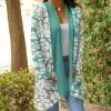 Lily | Mint & White Abstract Open Cardigan - Women & Plus