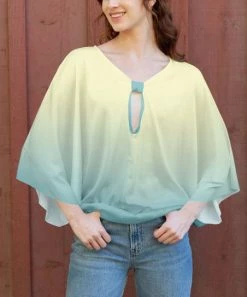 Lily | Aqua & Yellow Ombré Dolman-Sleeve Tunic - Women & Plus