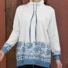 Lily | Blue & White Floral Drawstring Cowl Neck Top - Women & Plus