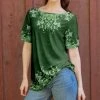 Lily | Green & Mint Floral Boatneck Tunic - Women & Plus