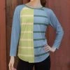 Lily | Blue & Green Stripe Curved-Hem Long-Sleeve Tee - Women & Plus