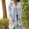 Lily | White & Blue Floral Open Cardigan - Women & Plus