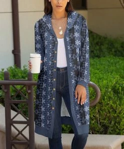 Lily | Navy & Gray Snowflake Hooded Duster - Women & Plus