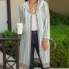 Lily | Mocha & Gray Stripe Hooded Duster - Women & Plus