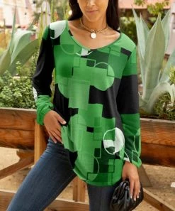 Lily | Black & Green Abstract V-Neck Tunic - Women & Plus