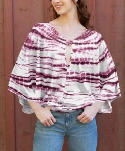 Lily | White & Purple Tie-Dye Dolman-Sleeve Tunic - Women & Plus