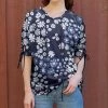 Lily | Navy & White Floral Drawstring-Accent Top - Women & Plus