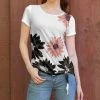 Lily | White & Black Floral Short-Sleeve Tie-Hem Tunic - Women & Plus